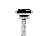 White gold Fancy Black Emerald Cut Diamond Pavé Engagement Ring with Round  Accents and Prong Setting_29