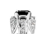 White gold Fancy Black Emerald Cut Diamond Pave Art Deco Split Shank Ring with Four-Prong Setting_5