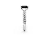 White gold Fancy Black Emerald Cut Diamond Pave Band Solitaire Ring with Round  and Prong Setting_74