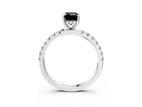 White gold Fancy Black Emerald Cut Diamond Pave Band Solitaire Ring with Round  and Prong Setting_75