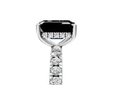 White gold Fancy Black Emerald Cut Diamond Pave Band Solitaire Ring with Round  and Prong Setting_77