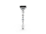 White gold Fancy Black Emerald Cut Diamond Prong Set Engagement Ring with Pave Band_2