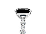 White gold Fancy Black Emerald Cut Diamond Prong Set Engagement Ring with Pave Band_5