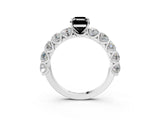 White gold Fancy Black Emerald Cut Diamond Prong Setting with Side Stones on a Pave Band_3