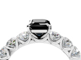 White gold Fancy Black Emerald Cut Diamond Prong Setting with Side Stones on a Pave Band_4