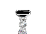 White gold Fancy Black Emerald Cut Diamond Prong Setting with Side Stones on a Pave Band_5