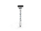 White gold Fancy Black Emerald Cut Diamond Ring with Marquise and Round  Side Stones and Four-Prong Setting_50