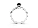 White gold Fancy Black Emerald Cut Diamond Ring with Marquise and Round  Side Stones and Four-Prong Setting_51