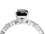 White gold Fancy Black Emerald Cut Diamond Ring with Marquise and Round  Side Stones and Four-Prong Setting_52