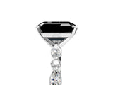 White gold Fancy Black Emerald Cut Diamond Ring with Marquise and Round  Side Stones and Four-Prong Setting_53