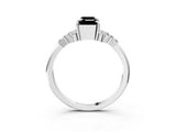 White gold Fancy Black Emerald Cut Diamond Ring with Side Stones and Four-Prong Setting_63