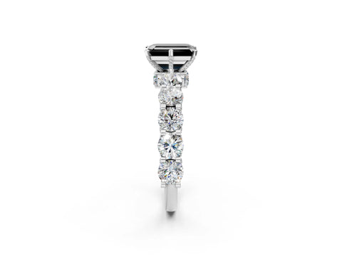 White gold Fancy Black Emerald Cut Diamond Side Stone Engagement Ring with Four-Prong Setting_26