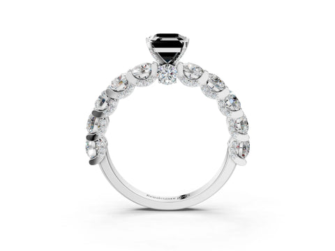 White gold Fancy Black Emerald Cut Diamond Side Stone Engagement Ring with Four-Prong Setting_27