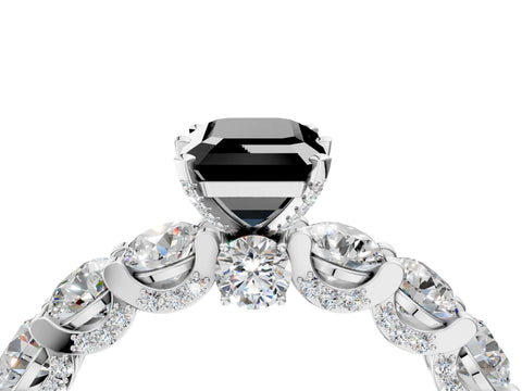 White gold Fancy Black Emerald Cut Diamond Side Stone Engagement Ring with Four-Prong Setting_28