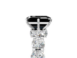 White gold Fancy Black Emerald Cut Diamond Side Stone Engagement Ring with Four-Prong Setting_29