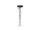 White gold Fancy Black Emerald Cut Diamond Side Stone Solitaire Ring with Round  and Four-Prong Setting_14