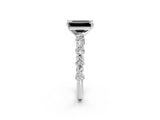 White gold Fancy Black Emerald Cut Diamond Side Stone Solitaire Ring with Round  and Four-Prong Setting_50