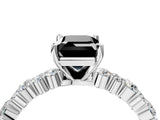 White gold Fancy Black Emerald Cut Diamond Side Stone Solitaire Ring with Round  and Four-Prong Setting_52