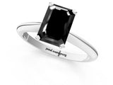 White gold Fancy Black Emerald Cut Diamond Solitaire Engagement Ring with Classic Band and Four-Prong Setting_25