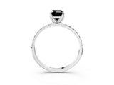 White gold Fancy Black Emerald Cut Diamond Solitaire Engagement Ring with Pavé Band and Prong Setting_3