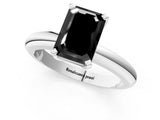 White gold Fancy Black Emerald Cut Diamond Solitaire Engagement Ring with Round Band and Four-Prong Setting_109