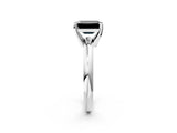 White gold Fancy Black Emerald Cut Diamond Solitaire Engagement Ring with Round Band and Four-Prong Setting_110