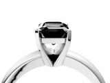 White gold Fancy Black Emerald Cut Diamond Solitaire Engagement Ring with Round Band and Four-Prong Setting_112