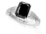 White gold Fancy Black Emerald Cut Diamond Solitaire Engagement Ring with Twisted Pavé Band and Four-Prong Setting_73