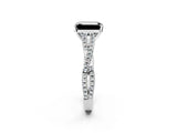 White gold Fancy Black Emerald Cut Diamond Solitaire Engagement Ring with Twisted Pavé Band and Four-Prong Setting_74
