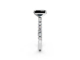White gold Fancy Black Emerald Cut Diamond Solitaire Pavé Band with Four-Prong Setting_2