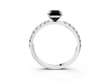 White gold Fancy Black Emerald Cut Diamond Solitaire Pavé Band with Four-Prong Setting_3