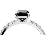White gold Fancy Black Emerald Cut Diamond Solitaire Pavé Band with Four-Prong Setting_4