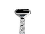 White gold Fancy Black Emerald Cut Diamond Solitaire Pavé Band with Four-Prong Setting_5