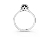 White gold Fancy Black Emerald Cut Diamond Solitaire Ring with Flower Prong Setting and Classic Band_25