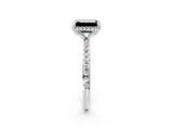 White gold Fancy Black Emerald Cut Diamond Solitaire Ring with Four-Prong Setting and Pavé Band_5