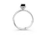 White gold Fancy Black Emerald Cut Diamond Solitaire Ring with Four-Prong Setting and Pavé Band_6