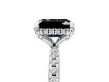 White gold Fancy Black Emerald Cut Diamond Solitaire Ring with Four-Prong Setting and Pavé Band_8