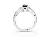 White gold Fancy Black Emerald Cut Diamond Solitaire Ring with Four-Prong Setting and Twisted Pavé Band_3