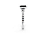 White gold Fancy Black Emerald Cut Diamond Solitaire Ring with Pavé Accents and Four-Prong Setting_2