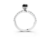 White gold Fancy Black Emerald Cut Diamond Solitaire Ring with Pavé Accents and Four-Prong Setting_3