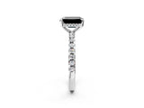 White gold Fancy Black Emerald Cut Diamond Solitaire Ring with Pavé Band and Four-Prong Setting_26