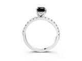 White gold Fancy Black Emerald Cut Diamond Solitaire Ring with Pavé Band and Four-Prong Setting_27