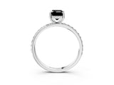 White gold Fancy Black Emerald Cut Diamond Solitaire Ring with Pavé Band and Hidden Halo_27