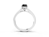 White gold Fancy Black Emerald Cut Diamond Solitaire Ring with Pavé Band and Prong Setting_15
