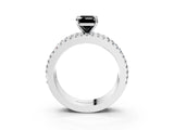 White gold Fancy Black Emerald Cut Diamond Solitaire Ring with Pavé and Channel Set Band_3