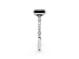 White gold Fancy Black Emerald Cut Diamond Solitaire Ring with Pave Band and Four Prong Setting_26