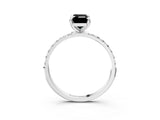 White gold Fancy Black Emerald Cut Diamond Solitaire Ring with Pave Band and Four Prong Setting_27