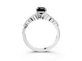 White gold Fancy Black Emerald Cut Diamond Solitaire Ring with Side Stones and Four-Prong Setting_39