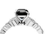 White gold Fancy Black Emerald Cut Diamond Solitaire Ring with Side Stones and Four-Prong Setting_40