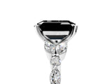 White gold Fancy Black Emerald Cut Diamond Solitaire Ring with Side Stones and Four-Prong Setting_41